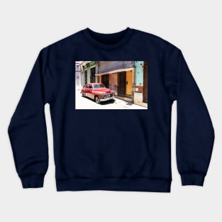 Red Cuban Car In Havana, Cuba Crewneck Sweatshirt